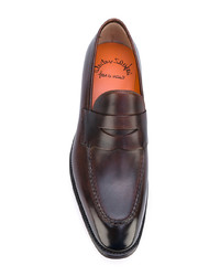 Мужские темно-коричневые кожаные лоферы от Santoni