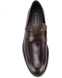 Мужские темно-коричневые кожаные лоферы от Tod's