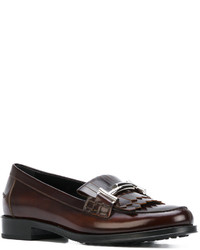 Женские темно-коричневые кожаные лоферы от Tod's