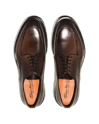 Темно-коричневые кожаные массивные туфли дерби от Santoni