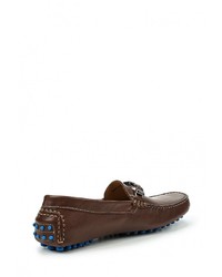 Мужские темно-коричневые кожаные мокасины от Versace Jeans