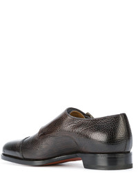 Темно-коричневые кожаные монки от Santoni
