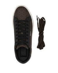 Мужские темно-коричневые кожаные низкие кеды с принтом от Bally