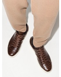 Мужские темно-коричневые кожаные низкие кеды от Tom Ford