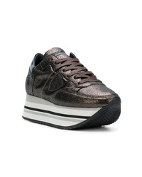 Женские темно-коричневые кожаные низкие кеды от Philippe Model