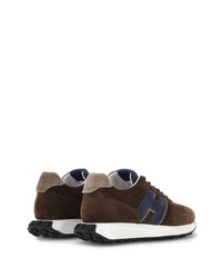 Мужские темно-коричневые кожаные низкие кеды от Hogan