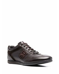 Мужские темно-коричневые кожаные низкие кеды от Corneliani