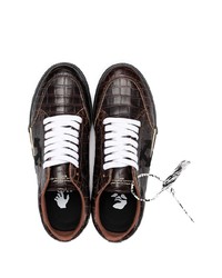 Мужские темно-коричневые кожаные низкие кеды от Off-White