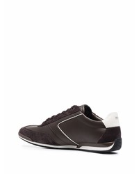 Мужские темно-коричневые кожаные низкие кеды от BOSS HUGO BOSS