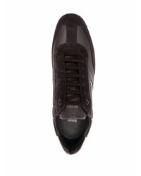 Мужские темно-коричневые кожаные низкие кеды от BOSS HUGO BOSS