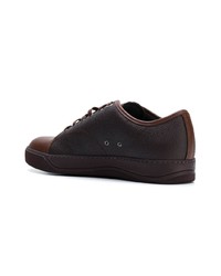 Мужские темно-коричневые кожаные низкие кеды от Lanvin