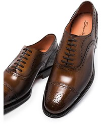 Темно-коричневые кожаные оксфорды от Santoni
