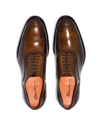 Темно-коричневые кожаные оксфорды от Santoni