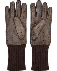 Мужские темно-коричневые кожаные перчатки от Haider Ackermann