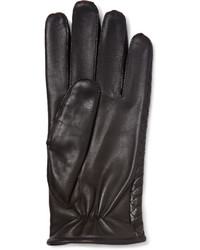 Мужские темно-коричневые кожаные перчатки от Bottega Veneta