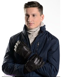 Мужские темно-коричневые кожаные перчатки от Eleganzza