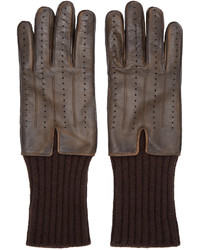 Мужские темно-коричневые кожаные перчатки от Haider Ackermann