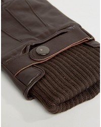 Мужские темно-коричневые кожаные перчатки от French Connection