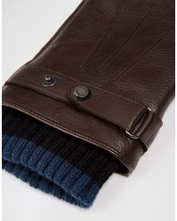 Мужские темно-коричневые кожаные перчатки от Ted Baker