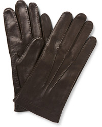 Мужские темно-коричневые кожаные перчатки от Loro Piana