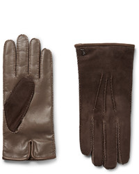 Мужские темно-коричневые кожаные перчатки от Tod's