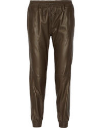 Темно-коричневые кожаные пижамные штаны