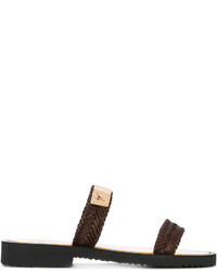 Женские темно-коричневые кожаные плетеные босоножки от Giuseppe Zanotti Design