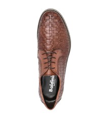 Темно-коричневые кожаные плетеные туфли дерби от Baldinini