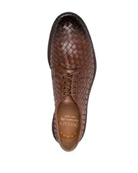 Темно-коричневые кожаные плетеные туфли дерби от Doucal's