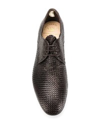 Темно-коричневые кожаные плетеные туфли дерби от Officine Creative