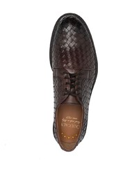 Темно-коричневые кожаные плетеные туфли дерби от Doucal's