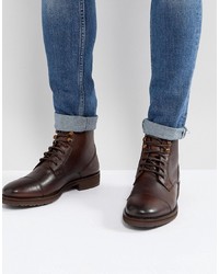 Мужские темно-коричневые кожаные повседневные ботинки от Burton Menswear