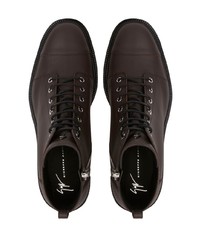 Мужские темно-коричневые кожаные повседневные ботинки от Giuseppe Zanotti