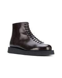 Мужские темно-коричневые кожаные повседневные ботинки от Jil Sander