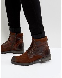Мужские темно-коричневые кожаные повседневные ботинки от Jack & Jones