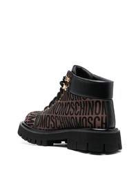 Мужские темно-коричневые кожаные повседневные ботинки от Moschino