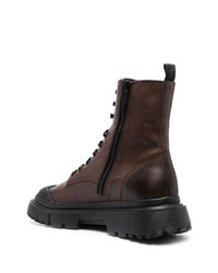 Мужские темно-коричневые кожаные повседневные ботинки от Hogan