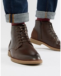 Мужские темно-коричневые кожаные повседневные ботинки от New Look