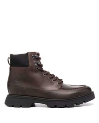 Мужские темно-коричневые кожаные рабочие ботинки от BOSS