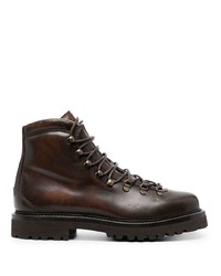 Мужские темно-коричневые кожаные рабочие ботинки от Brunello Cucinelli