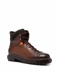 Мужские темно-коричневые кожаные рабочие ботинки от Santoni