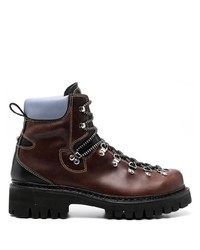 Мужские темно-коричневые кожаные рабочие ботинки от DSQUARED2