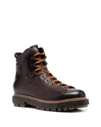 Мужские темно-коричневые кожаные рабочие ботинки от Santoni