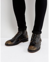 Мужские темно-коричневые кожаные рабочие ботинки от H By Hudson