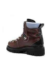 Мужские темно-коричневые кожаные рабочие ботинки от DSQUARED2