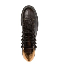 Мужские темно-коричневые кожаные рабочие ботинки от Brunello Cucinelli