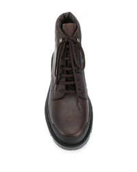 Мужские темно-коричневые кожаные рабочие ботинки от Prada