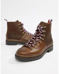 Мужские темно-коричневые кожаные рабочие ботинки от Tommy Hilfiger