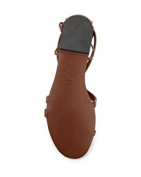 Темно-коричневые кожаные сандалии на плоской подошве от Escada Sport
