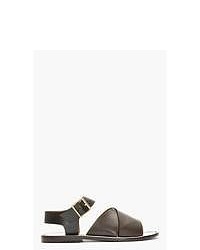 Темно-коричневые кожаные сандалии на плоской подошве от Marni Edition